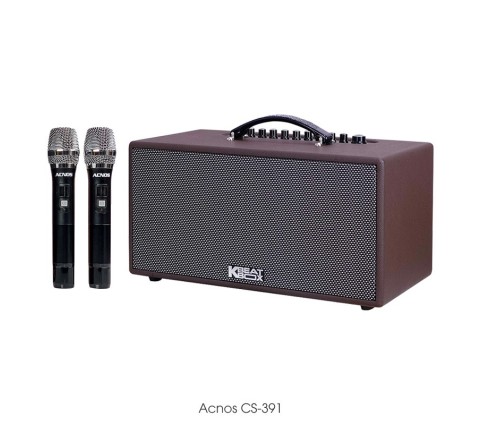 LOA KARAOKE DI ĐỘNG ACNOS CS391 (2 bass 14cm, 500W, KÈM 2 MICRO UHF VÕ NHÔM)